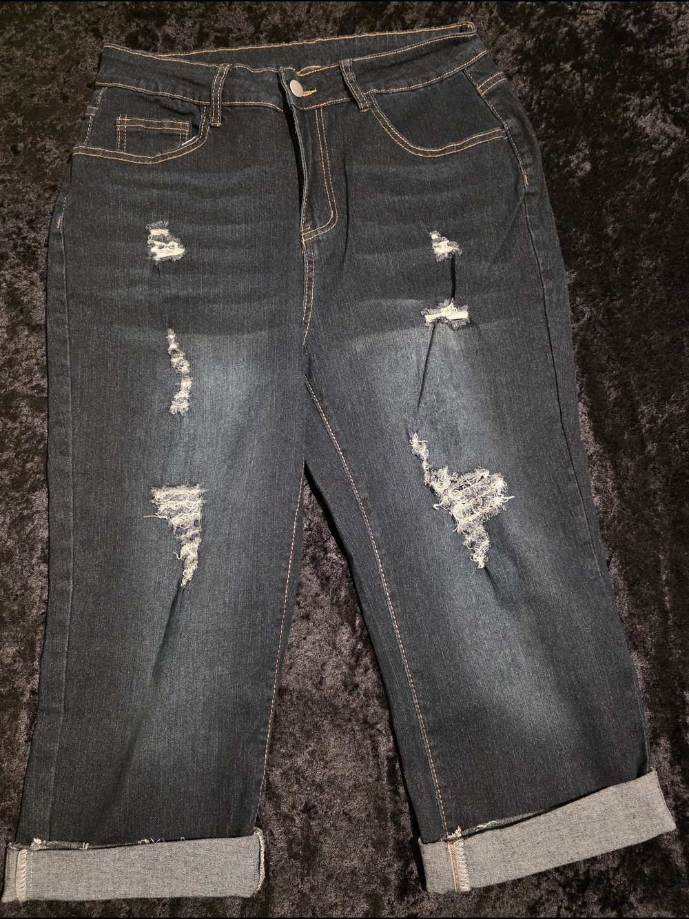 Dark Wash Distressed Women’s Jeans - Classic Fit